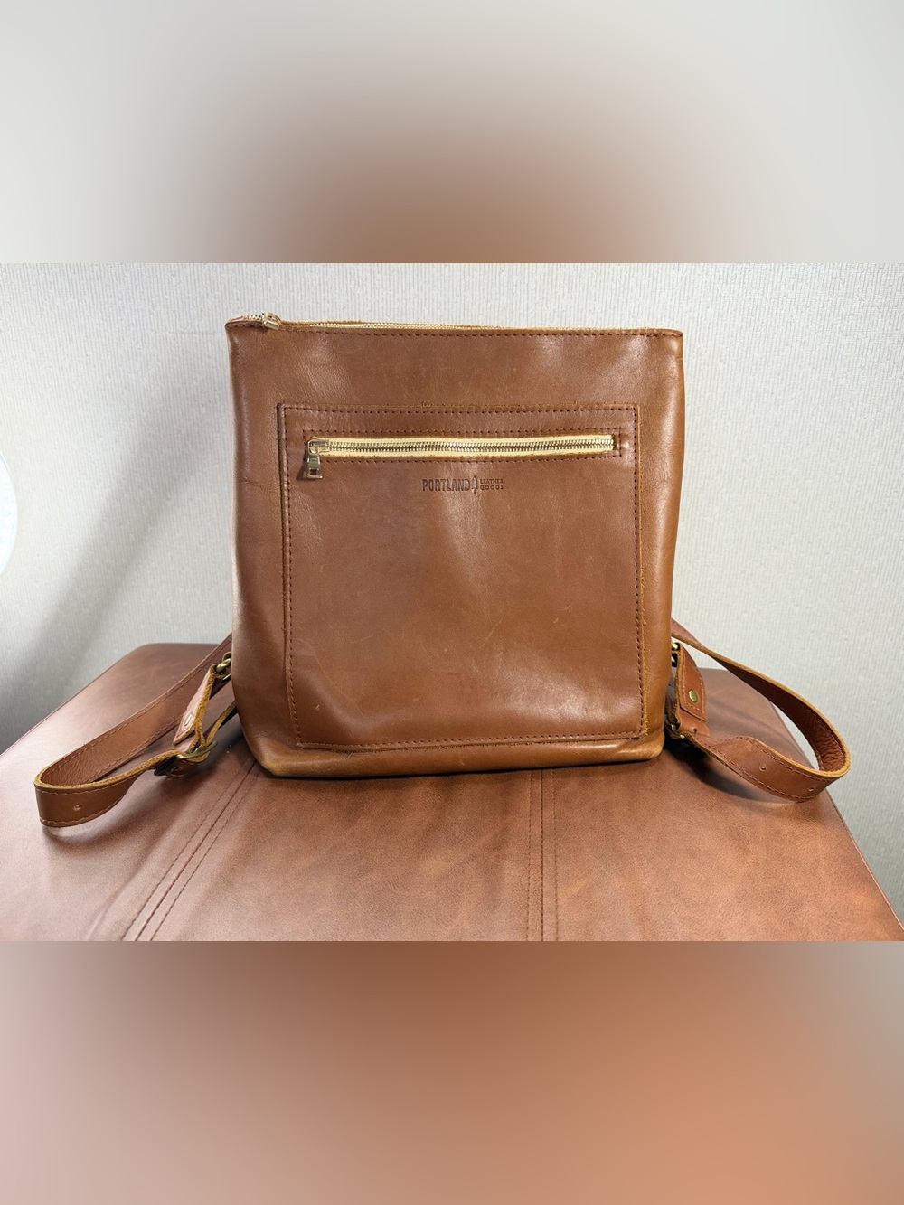 Portland Leather Goods Brown Full Grain Leather Backpack Purse Made in Mexico